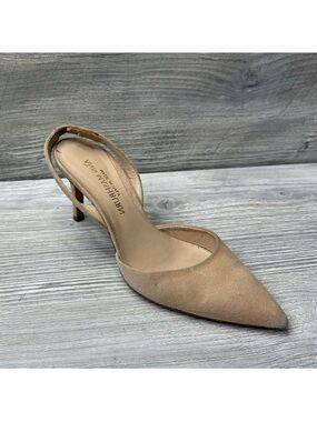 Ann Mashburn Women's Tan sling back beige suede leather kitten Heels size 5 35